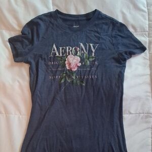 Aeropostale Navy Floral Graphic Tee